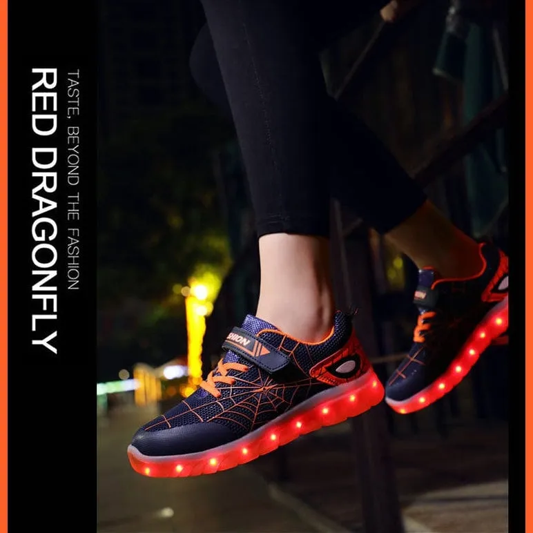 Green Pink Usb New Charging Basket Led Children Shoes | Kids Luminous Sneakers