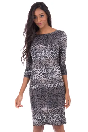 Grey Leopard Print Bodycon Dress