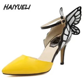 HAIYUELI new fashion Dream Butterfly buckle women pumps sexy pointed toe wedding party nightclub high heels sandals shoes woman