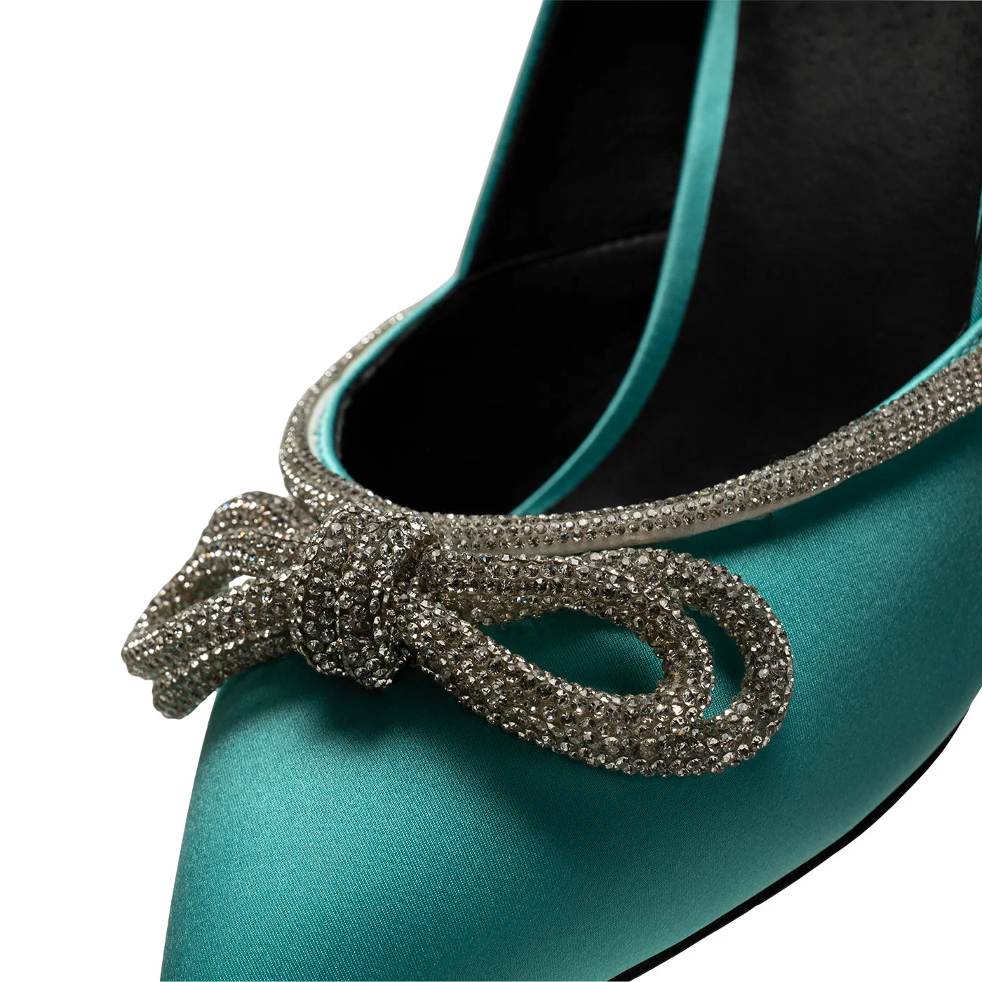 Harper Bow Heel Satin - TURQUOISE