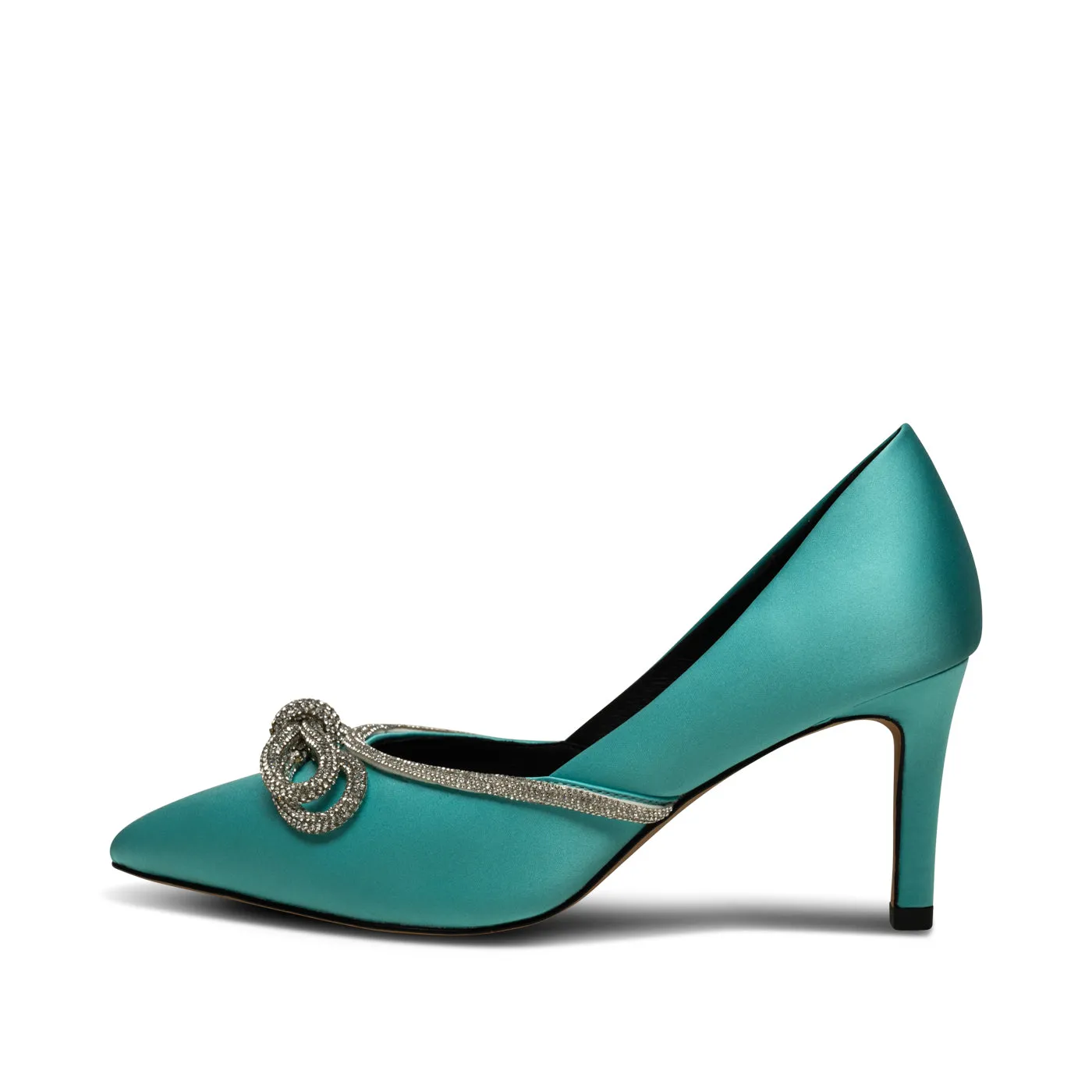 Harper Bow Heel Satin - TURQUOISE