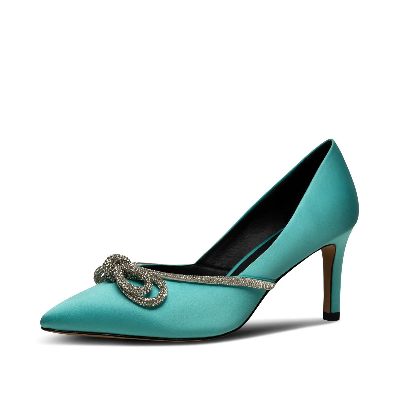 Harper Bow Heel Satin - TURQUOISE