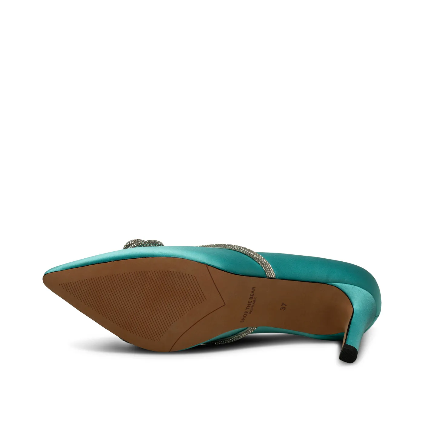 Harper Bow Heel Satin - TURQUOISE