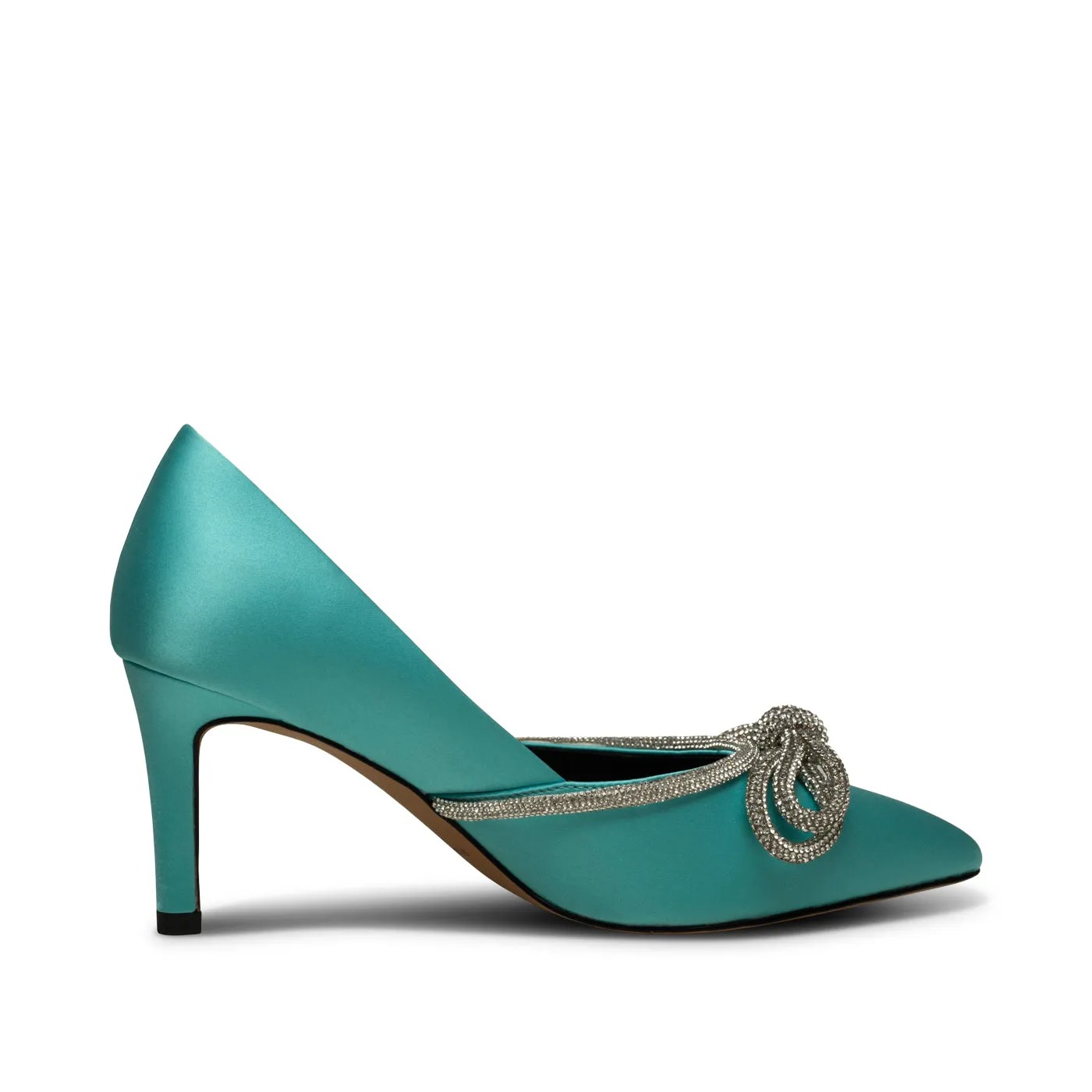 Harper Bow Heel Satin - TURQUOISE