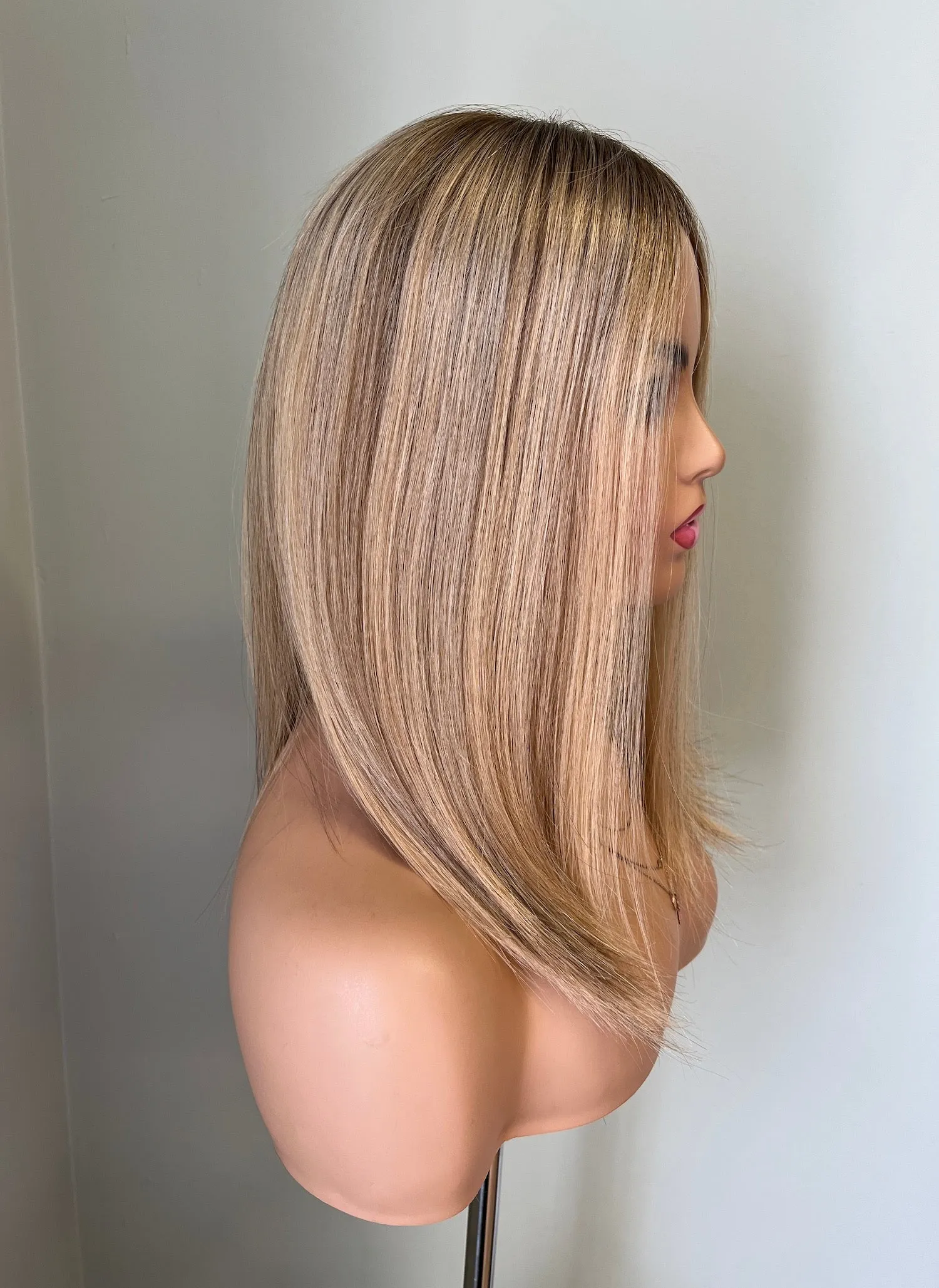 Her Hair My Head | BIANCA (lighter root) | Super Flat topper | 7x7" base | Closed lace top | 18" length