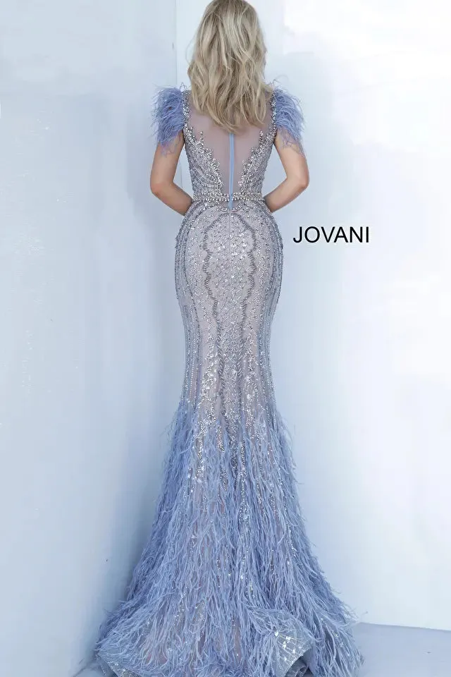 Jovani 02326 Beaded Feather Mermaid Dress - Special Occasion/Curves