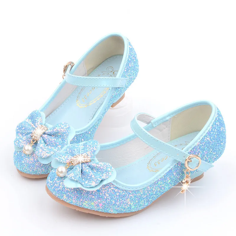 Kids High Heels Sequin Butterfly Party Dress Up Girls Shoes