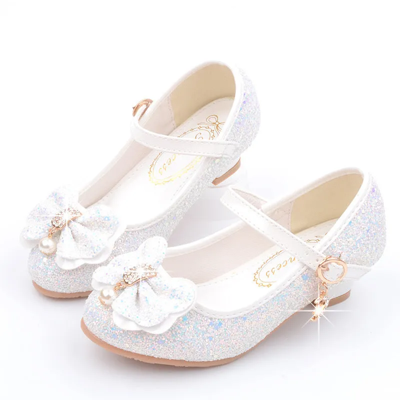 Kids High Heels Sequin Butterfly Party Dress Up Girls Shoes