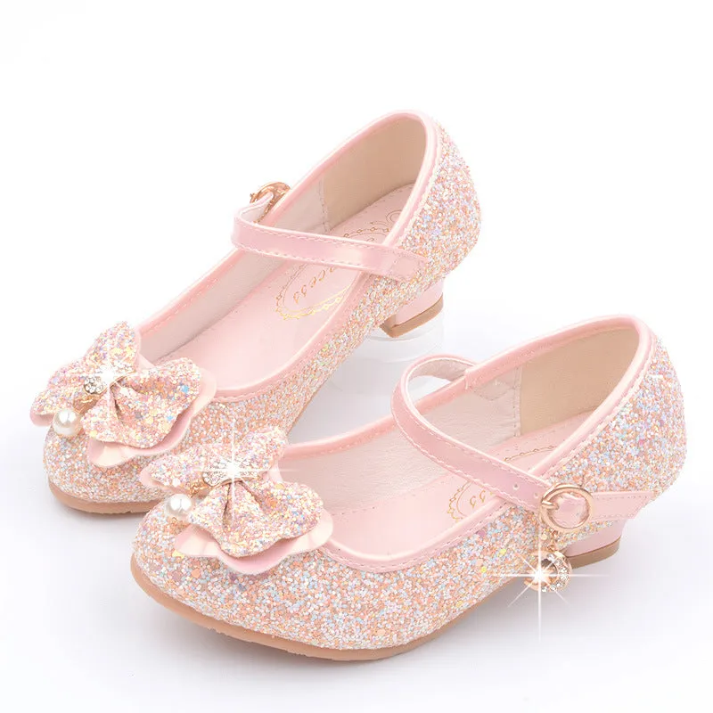 Kids High Heels Sequin Butterfly Party Dress Up Girls Shoes