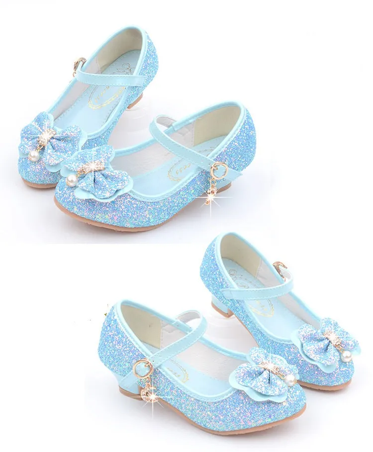 Kids High Heels Sequin Butterfly Party Dress Up Girls Shoes