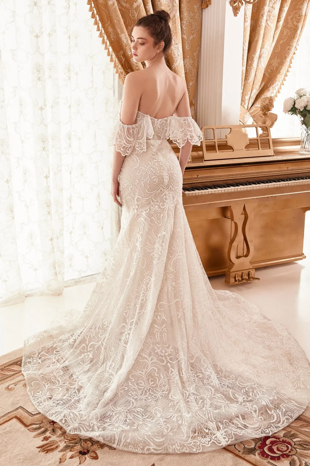 Lace Off The Shoulder Mermaid Bridal Gown by Andrea and Leo A1104W