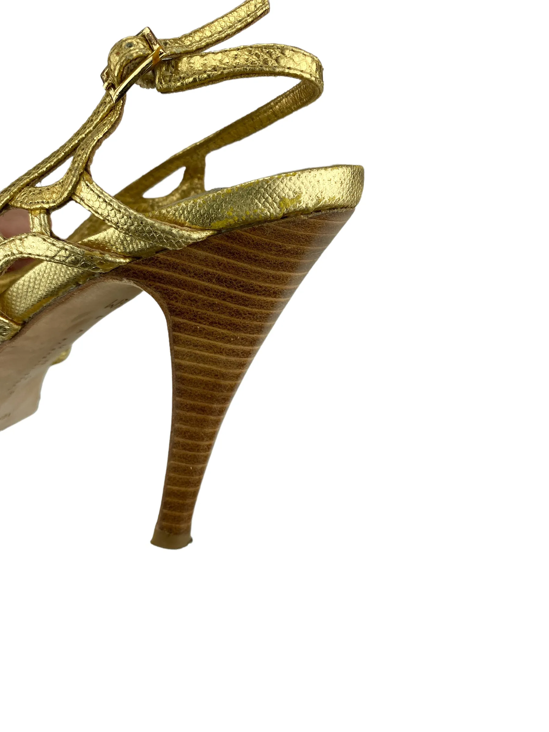 Laundry by Shelli Segal, Women's Harlow Snake Embossed Sandal, Gold, Size 7.5