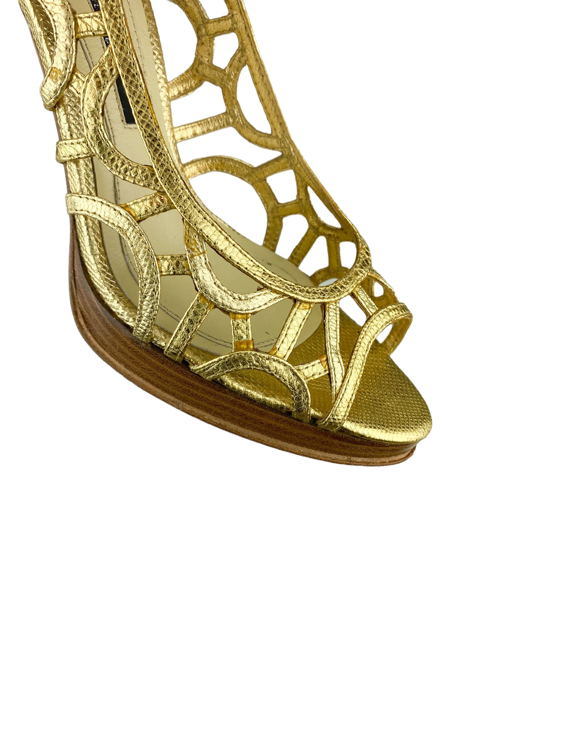 Laundry by Shelli Segal, Women's Harlow Snake Embossed Sandal, Gold, Size 7.5