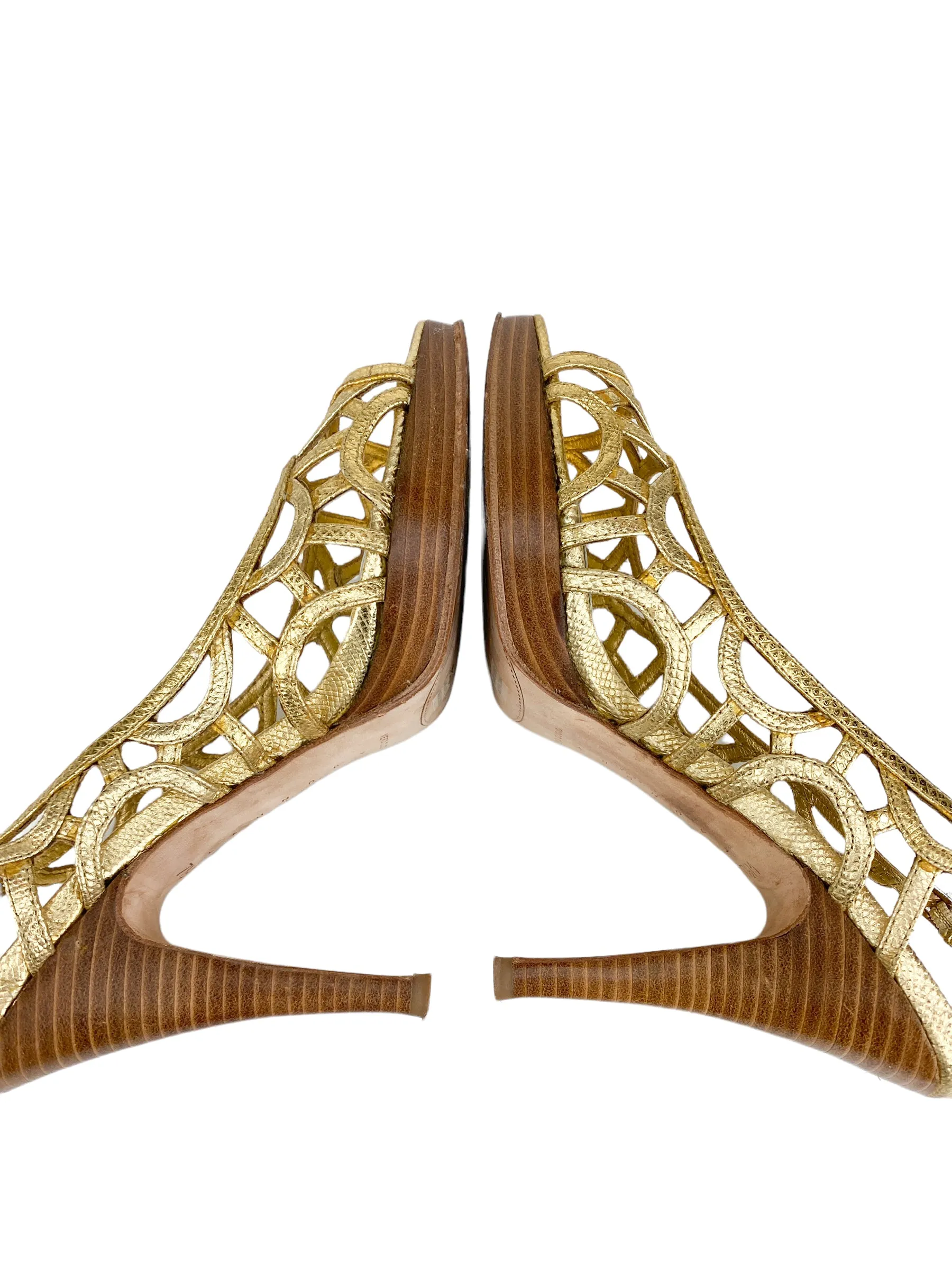 Laundry by Shelli Segal, Women's Harlow Snake Embossed Sandal, Gold, Size 7.5