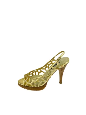 Laundry by Shelli Segal, Women's Harlow Snake Embossed Sandal, Gold, Size 7.5