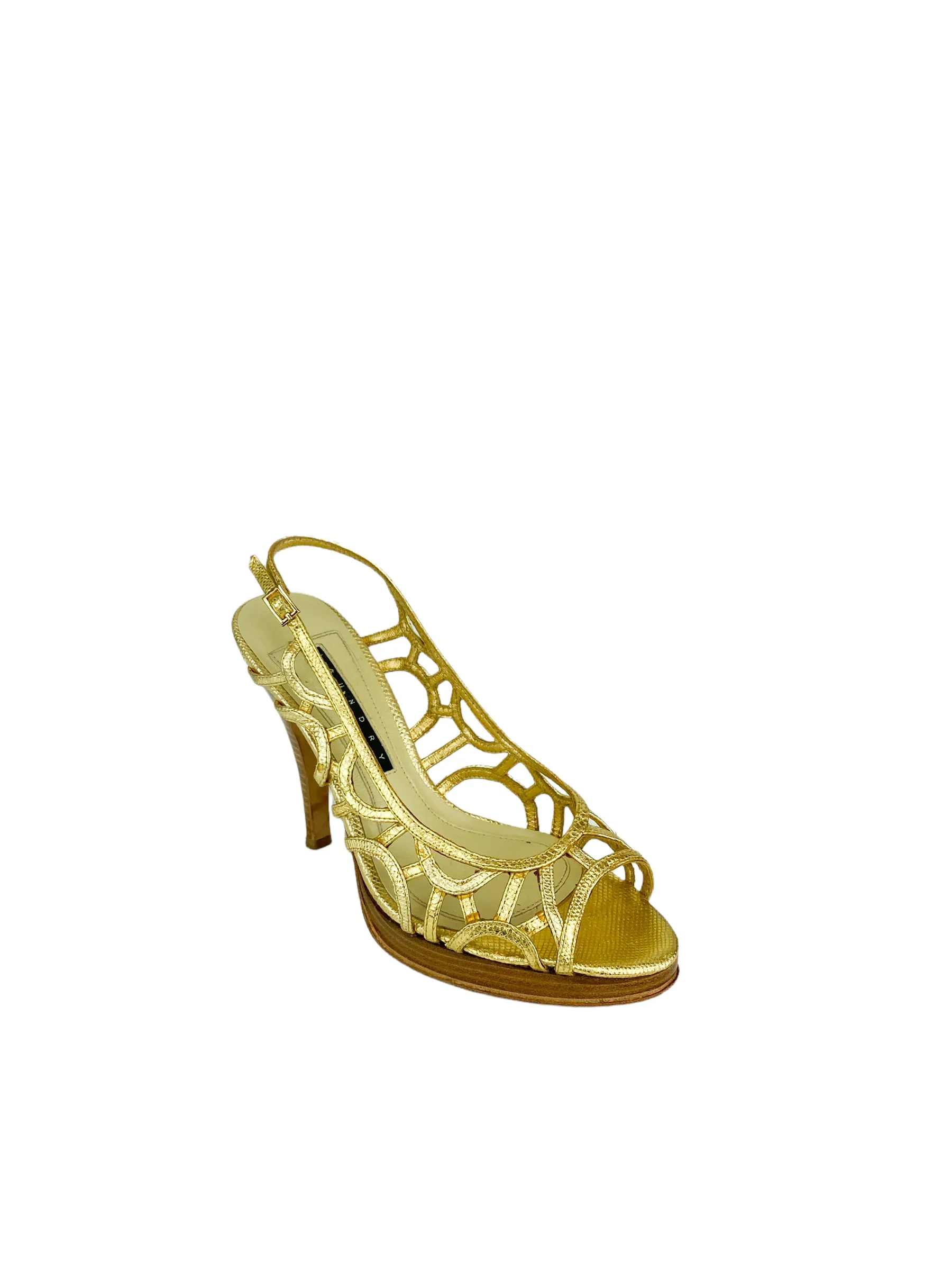 Laundry by Shelli Segal, Women's Harlow Snake Embossed Sandal, Gold, Size 7.5