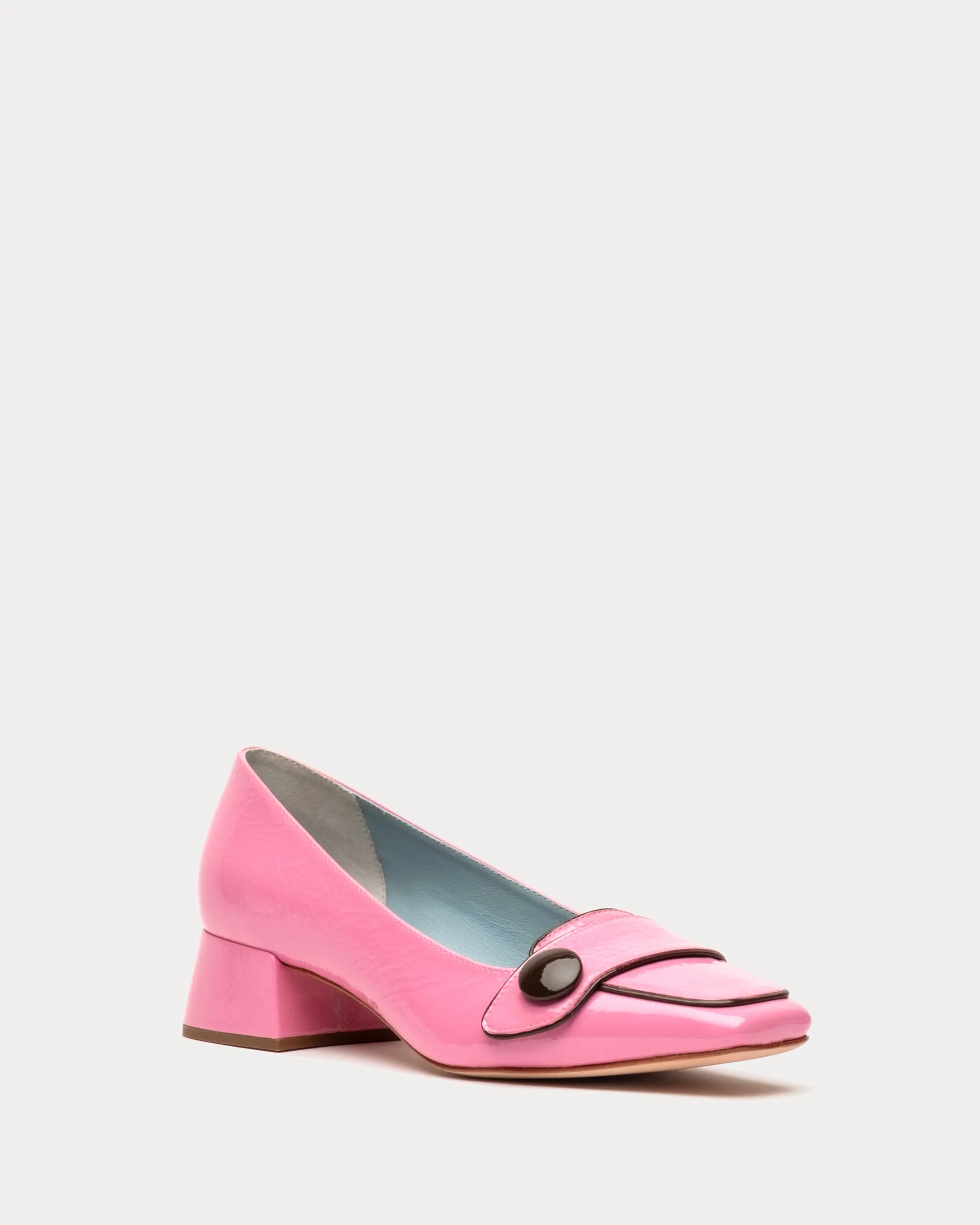 Mackie Crinkle Soft Patent Block Heel Pink