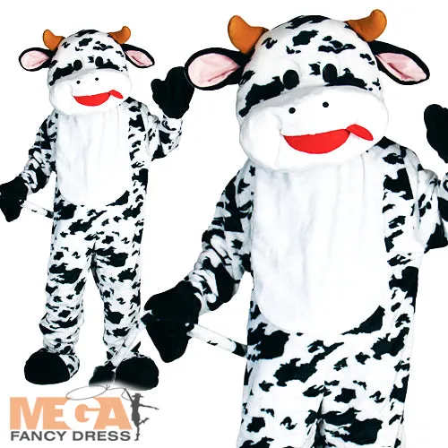 Mens Ladies Deluxe Mascot Cow Costume   Full Head