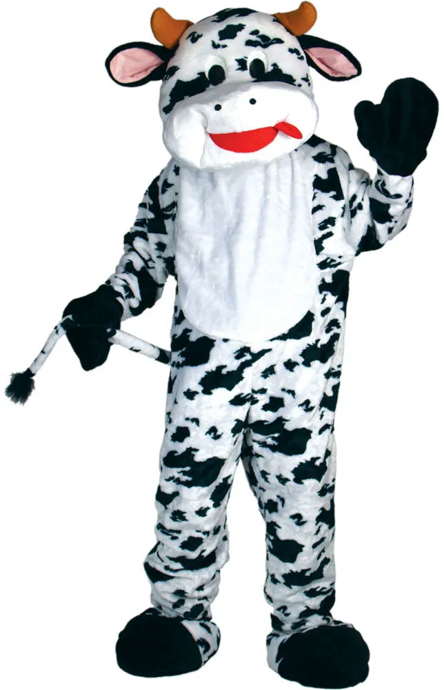 Mens Ladies Deluxe Mascot Cow Costume   Full Head