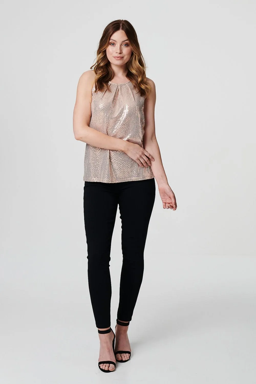 Embellished Metallic Vest Top