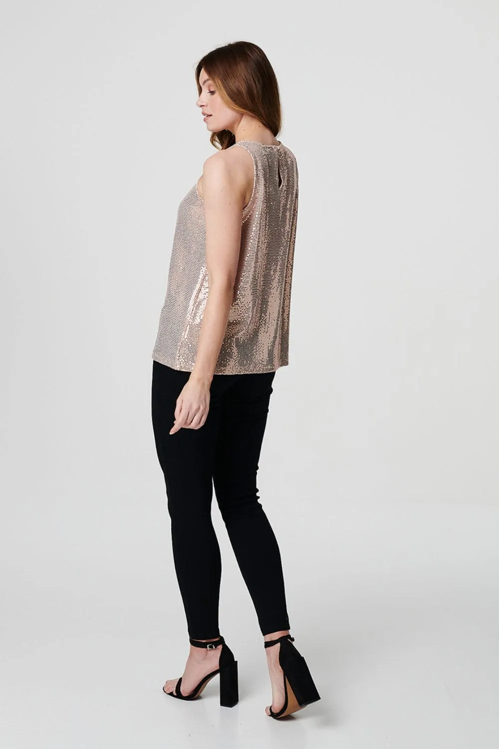 Embellished Metallic Vest Top