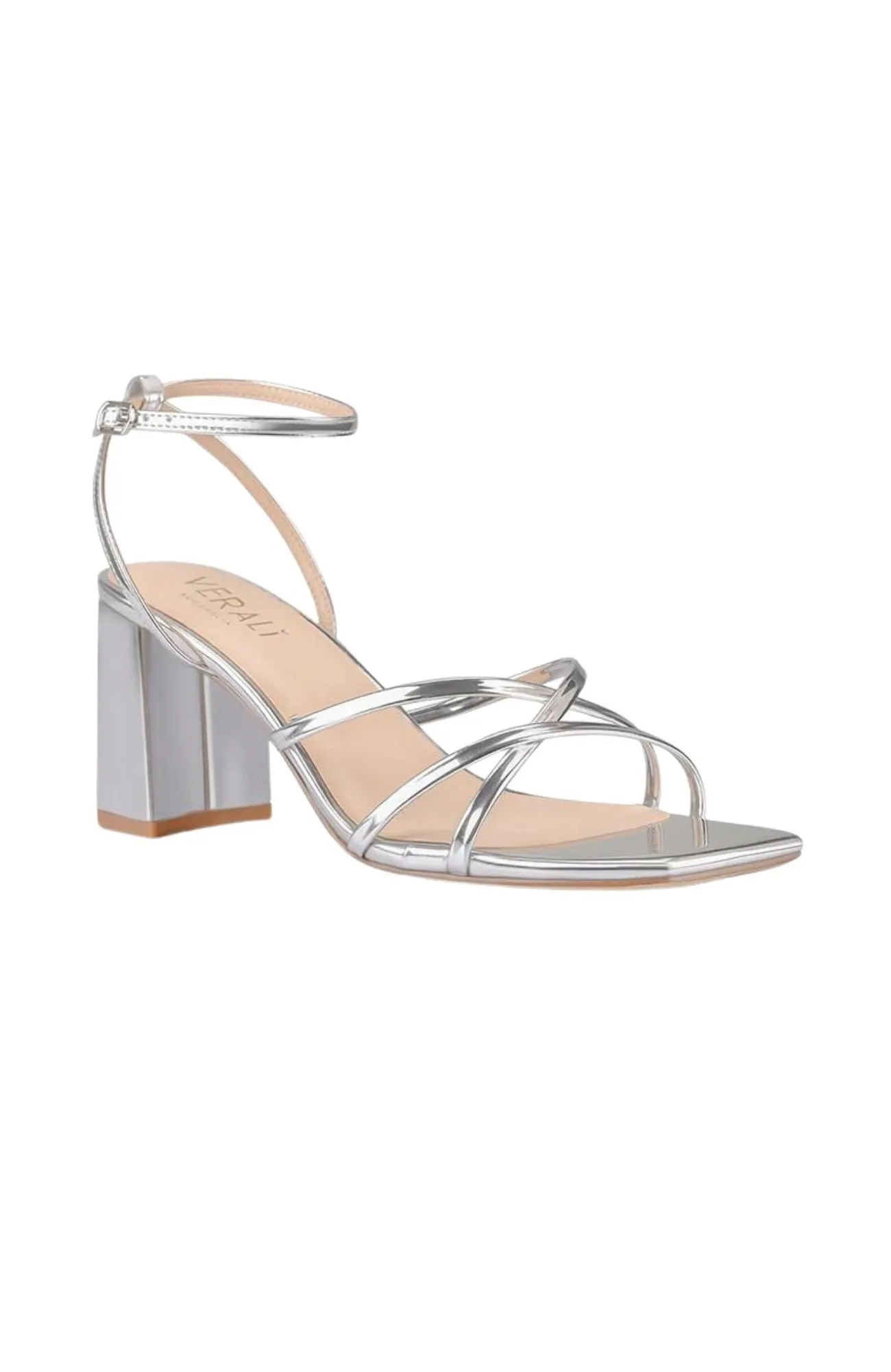 Nakita Block Heel Sandal Silver Mirror