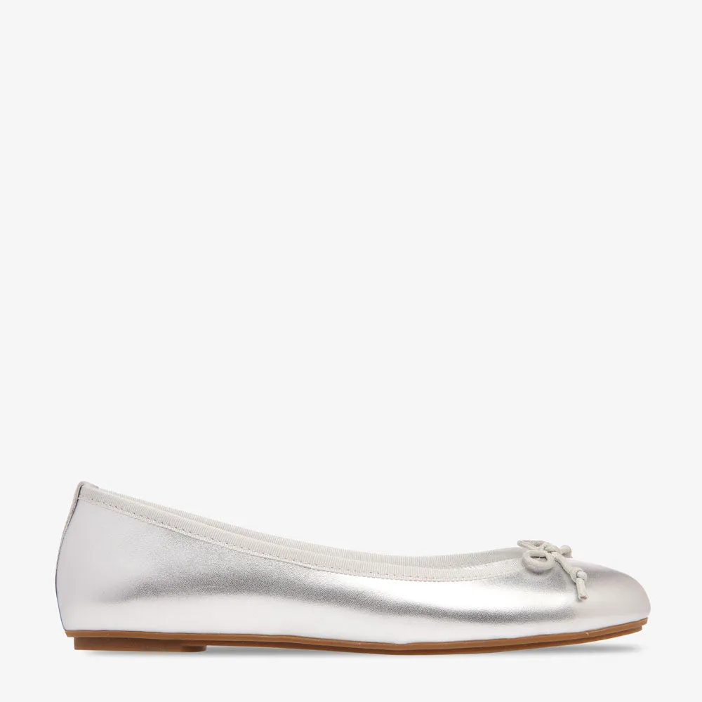 Natalie Silver Leather Ballet Flat