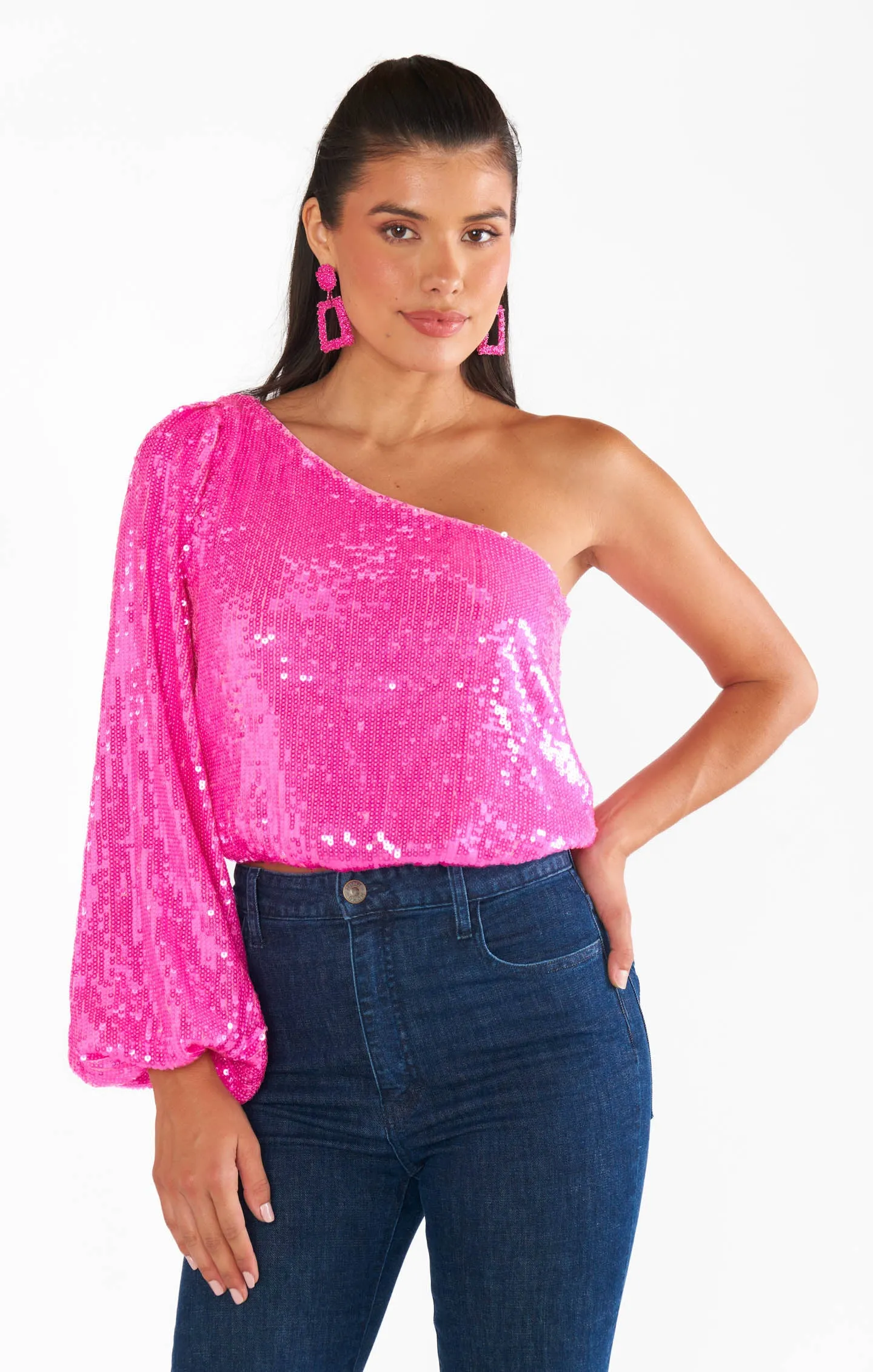 Party Top ~ Bright Pink Sequins