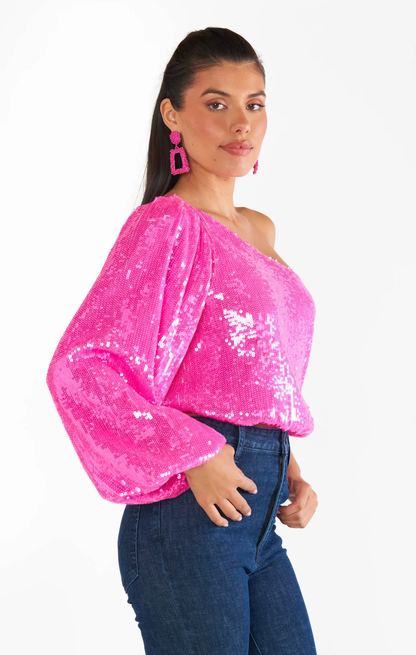 Party Top ~ Bright Pink Sequins