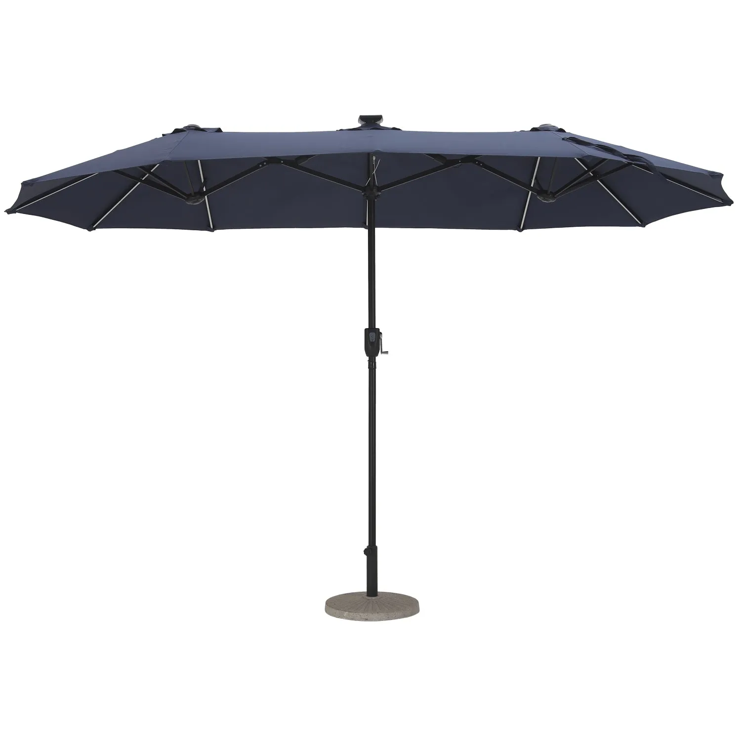 PHI VILLA 13Ft Double-Sided Umbrella - Solar Powered LED Lights, Adjustable Crank, and Durable Construction