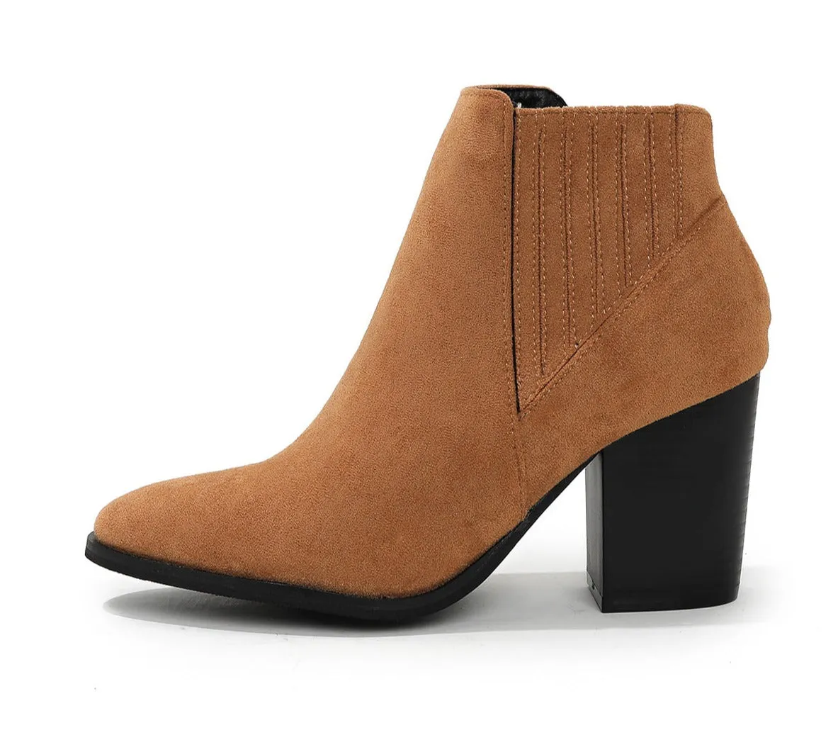 Pointed Toe Block Square Heel Ankle Boots