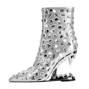 Pre Order:  Bling Fanged Heels Short Boots