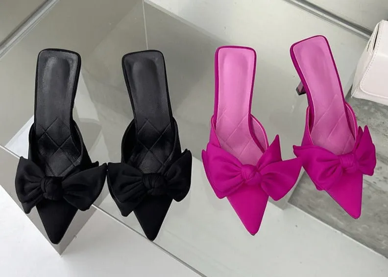 Pre Order:  Butterfly Knot Pointed Toe Mules