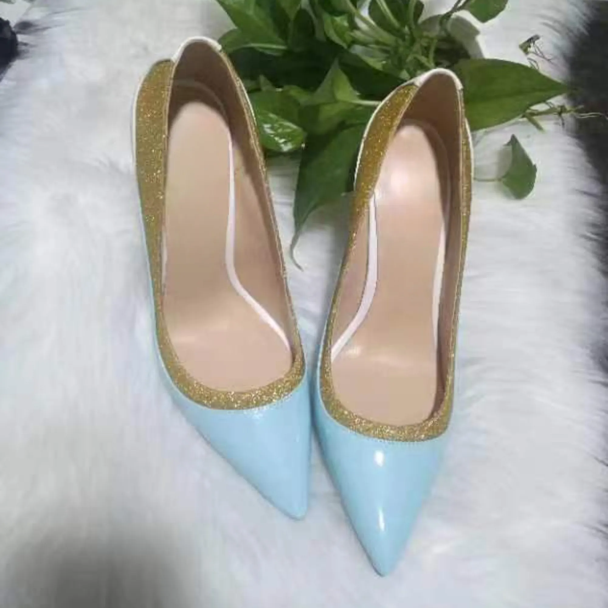 Pre Order:  Glitter Trimmed Sky Blue Stilettos