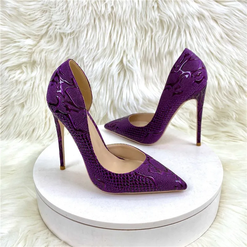 Pre Order:  Reptile Skin Texture Open-Side Stiletto