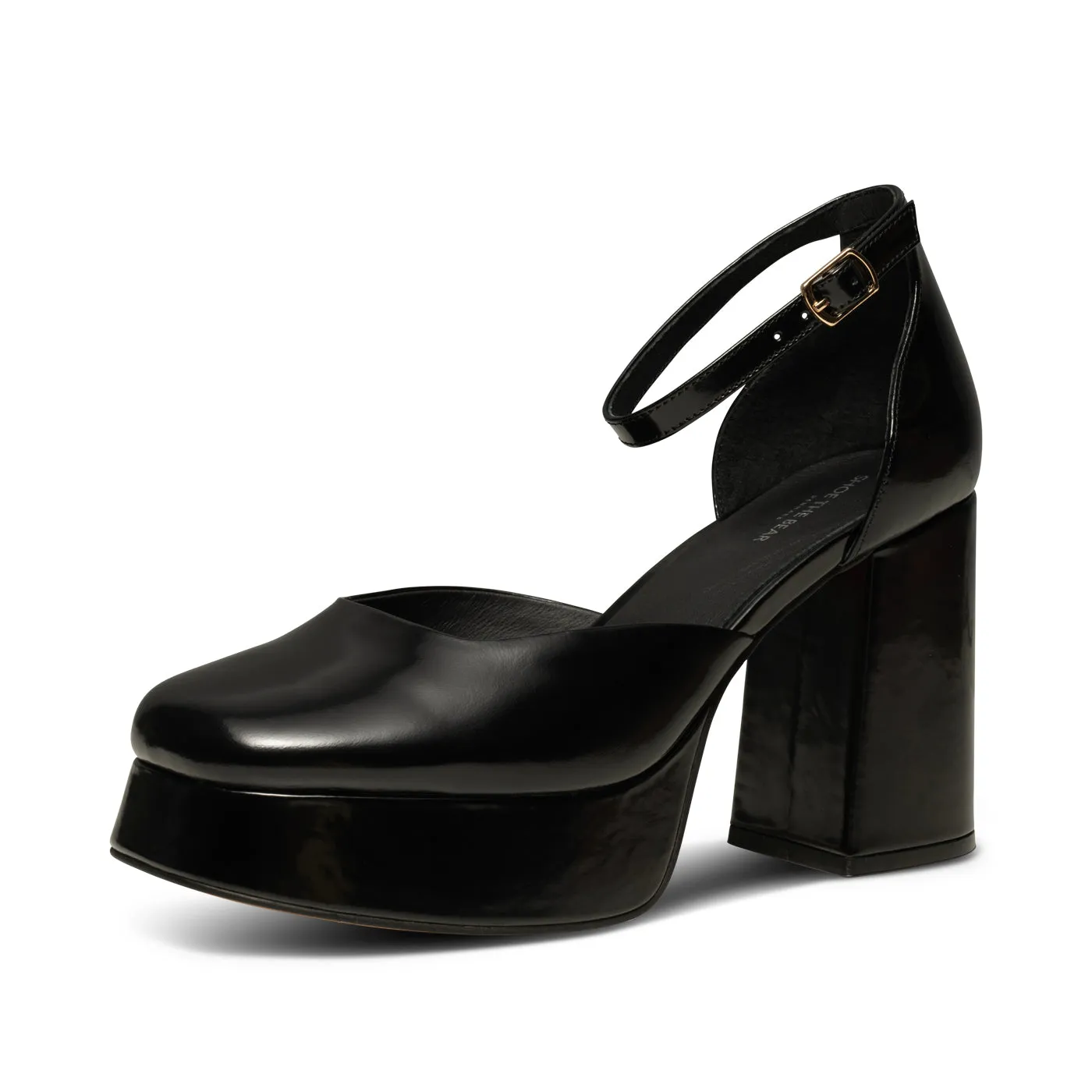 Priscilla Plateau Heel Leather - BLACK HIGH SHINE