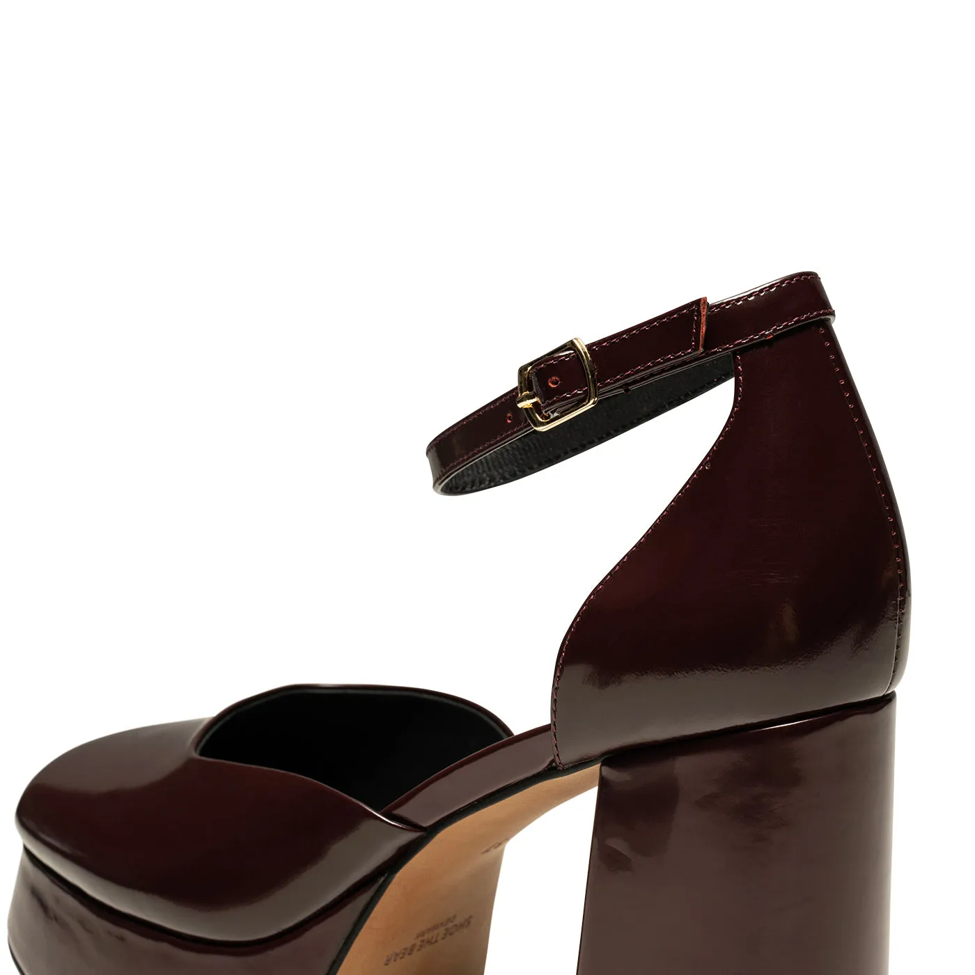 Priscilla Plateau Heel Leather - BORDEUX HIGH SHINE