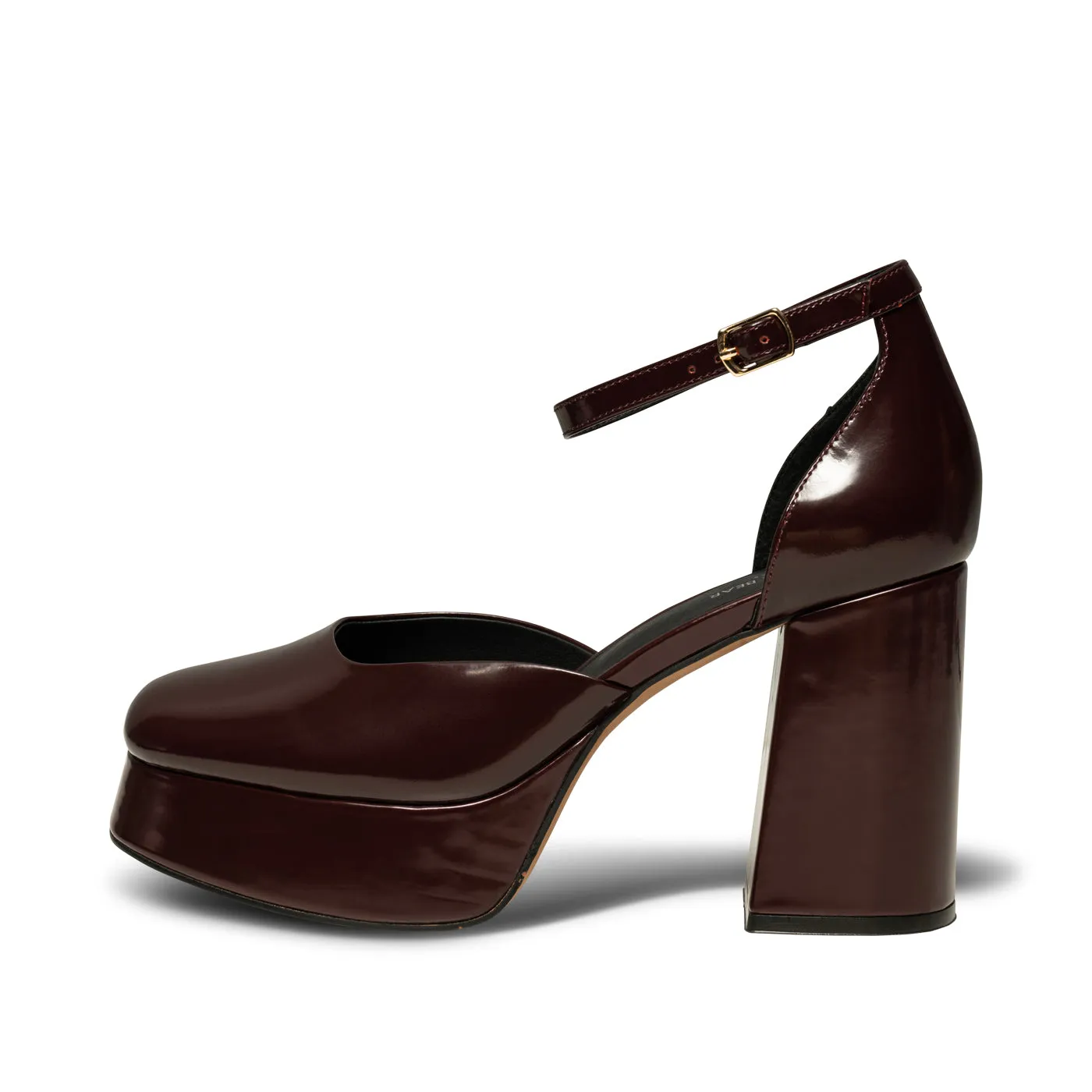 Priscilla Plateau Heel Leather - BORDEUX HIGH SHINE