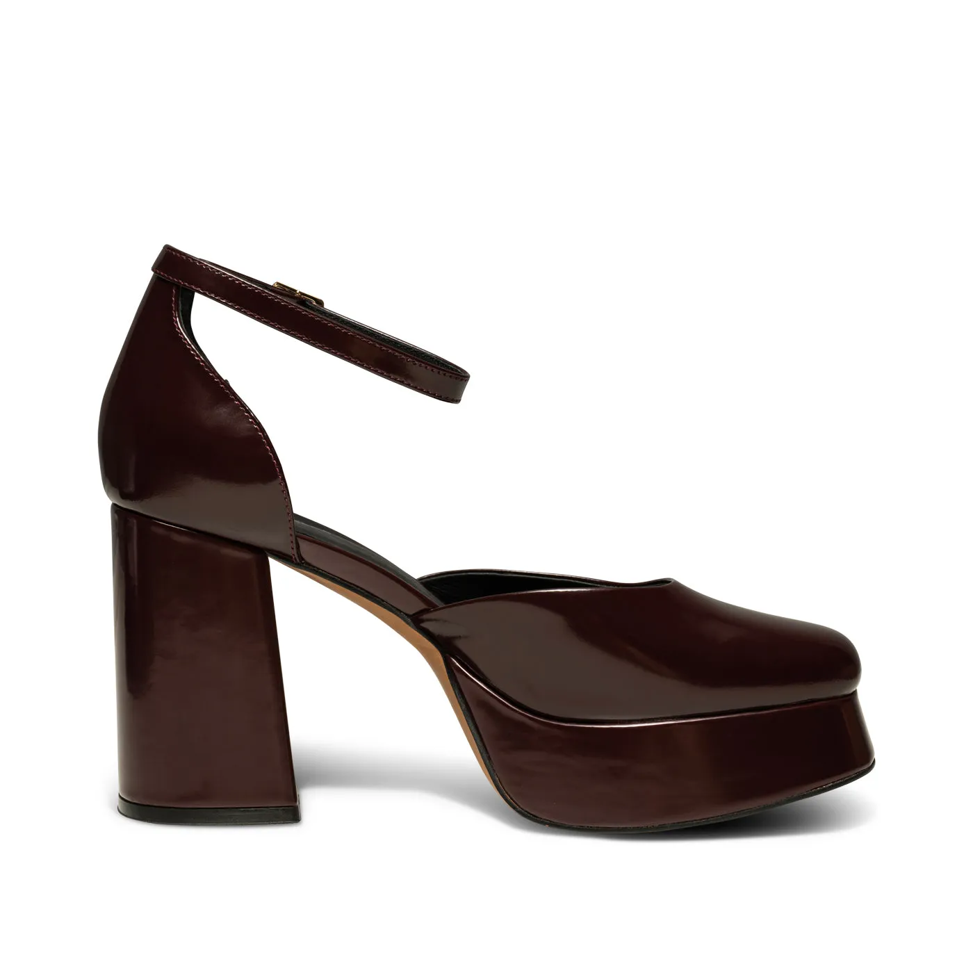 Priscilla Plateau Heel Leather - BORDEUX HIGH SHINE