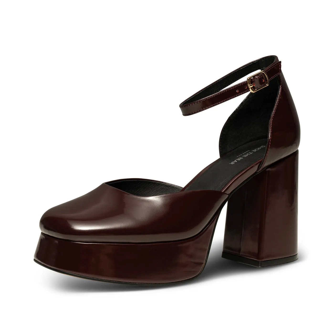 Priscilla Plateau Heel Leather - BORDEUX HIGH SHINE