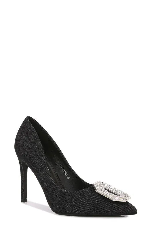 Pump with Medallion Center Decor Skinny Heel