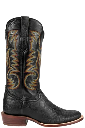 R. Watson Smooth Ostrich Roper Boots - Black