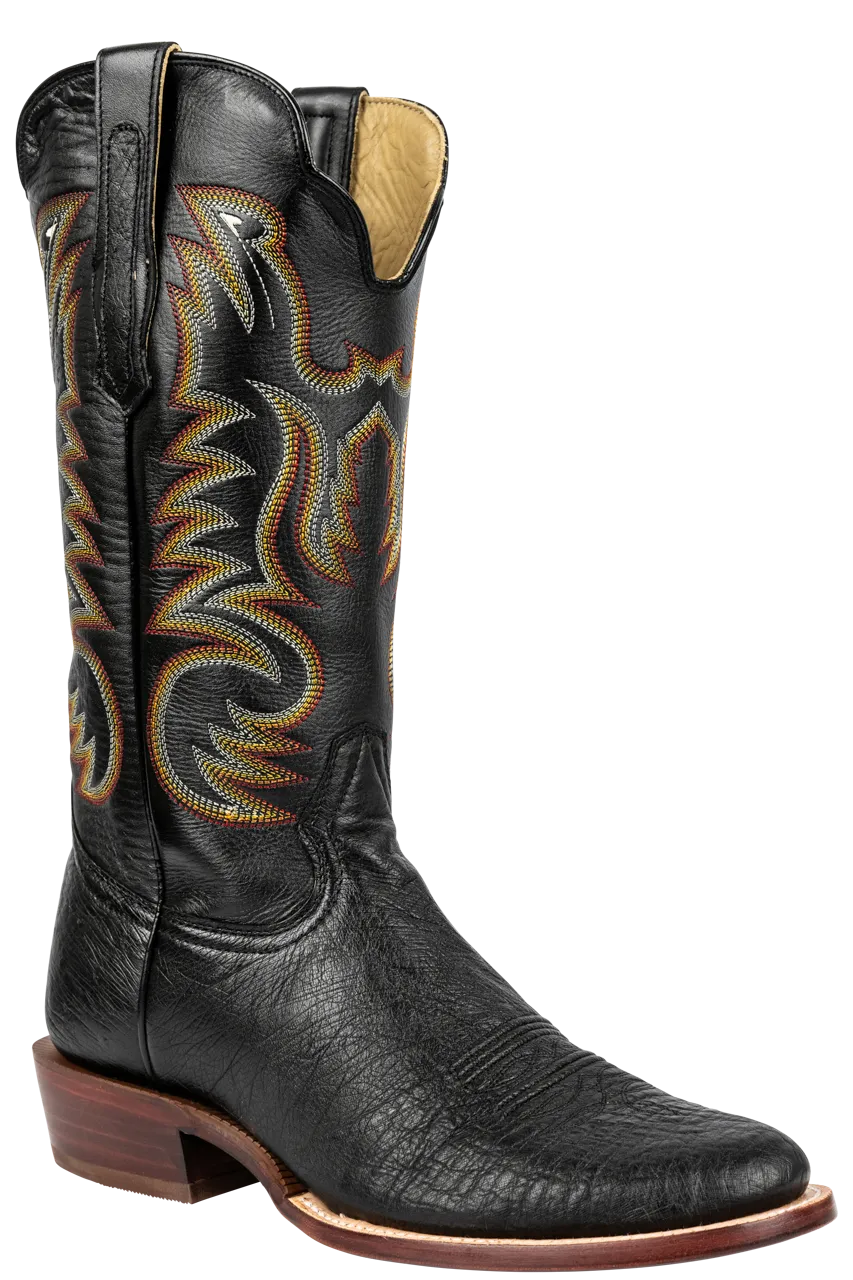 R. Watson Smooth Ostrich Roper Boots - Black