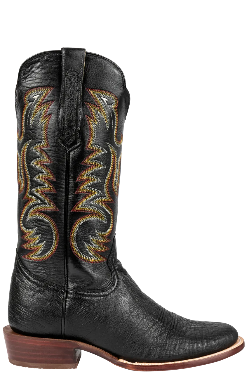 R. Watson Smooth Ostrich Roper Boots - Black