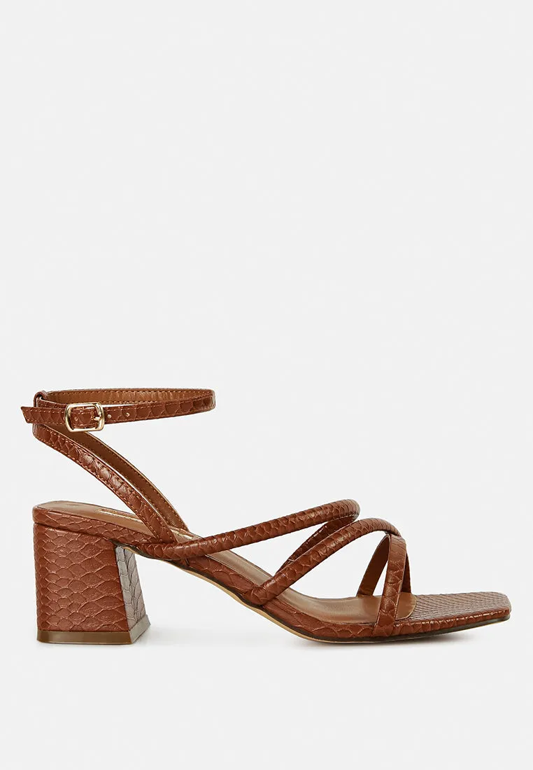 Right Pose Faux Leather Block Heel Sandals