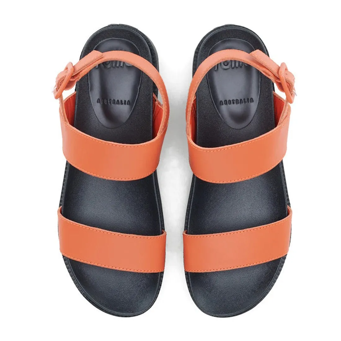 Rollie Womens Zeze Wedge Strap Tangerine/Black Leather Sandal