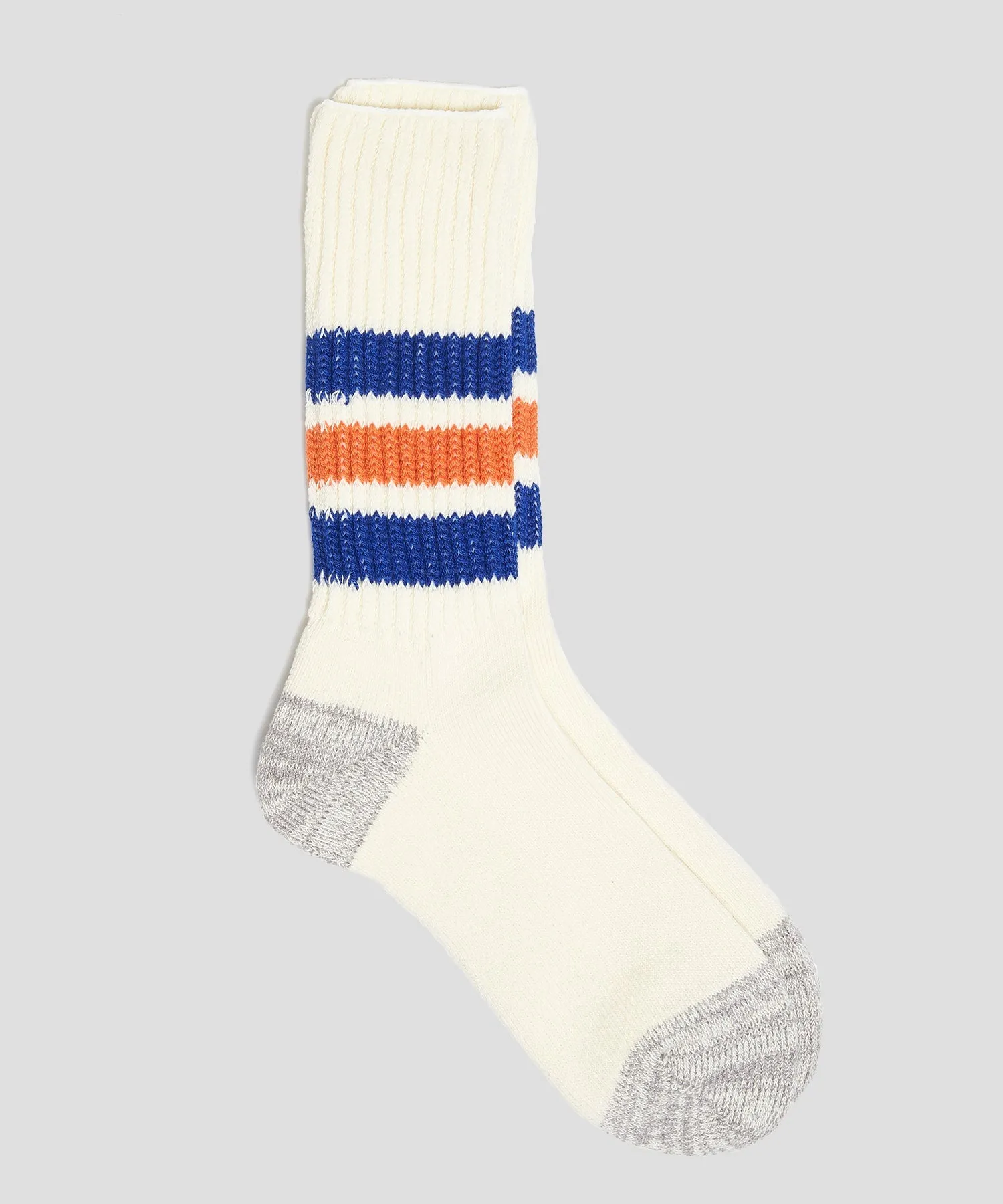 RoToTo Coarse Old School Crew Socks in Blue / Orange