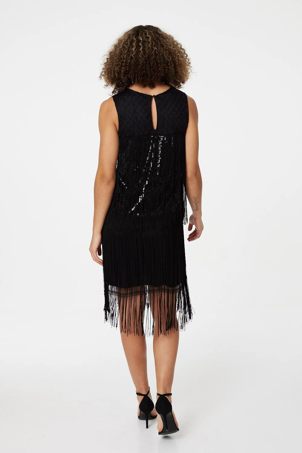 Sequin Fringed Shift Dress