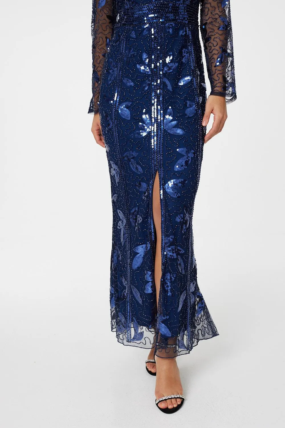 Sequin Long Sleeve Maxi Dress