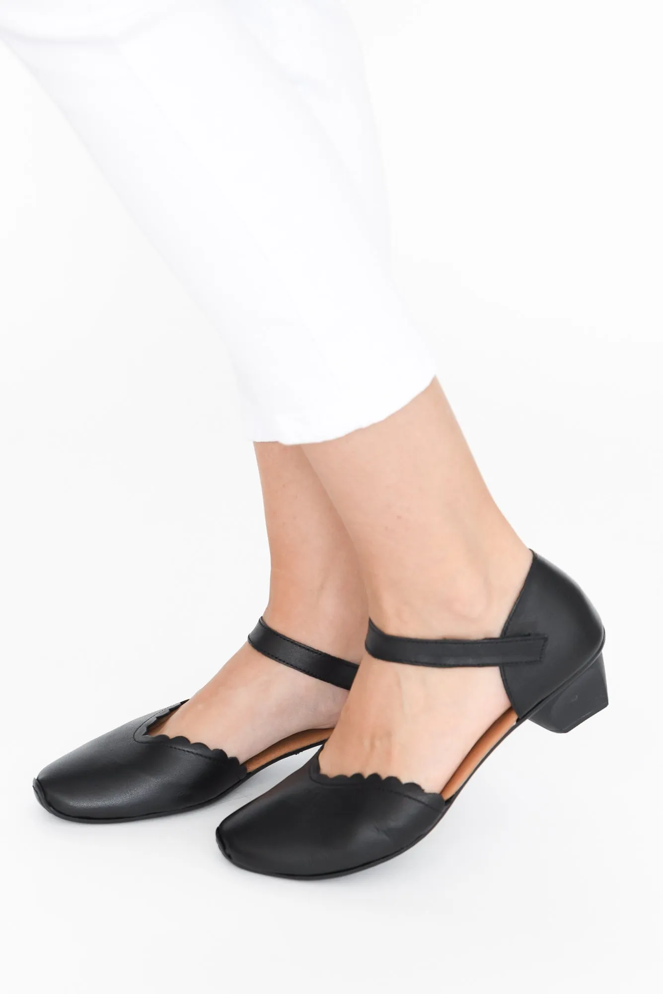 Sharyn Black Leather Heel